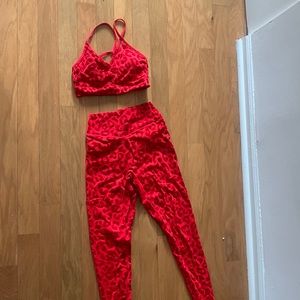 Balance Athletica Flocked Red Leopard Set